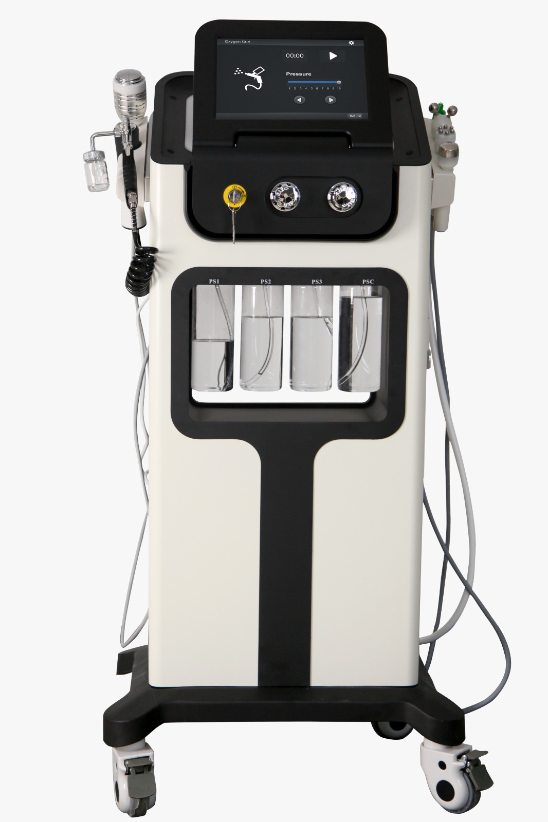 AquaFacial 7in1 professionelles Kosmetikgerät mit Touchscreen und vier Flüssigkeitsbehältern