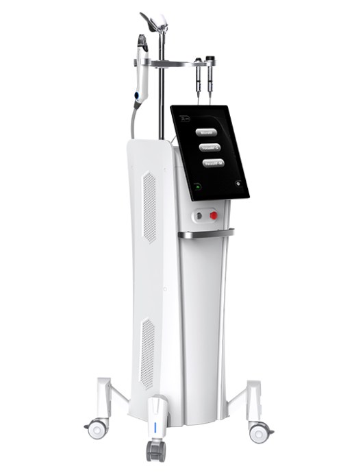 VisioSkin RF Microneedling System in der Seitenansicht mit Handstückablage